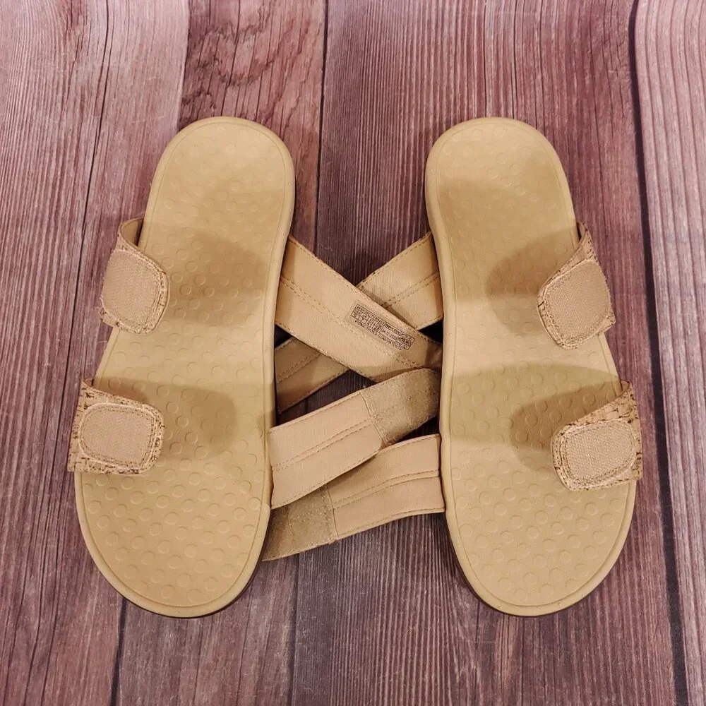 Vionic Shore Womens Size 9 Two Adjustable Straps Cork Sandals Slides Tan Comfort - Picture 8 of 14